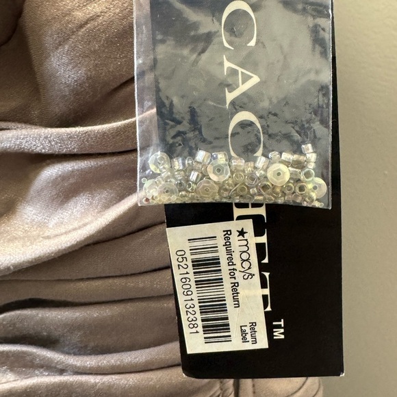 NWT Cache One-Shoulder Ruched Dress with beaded details Size 12 in Mink - Picture 9 of 13